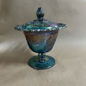 Vintage Carnival Blue Glass Candy Dish/Bowl